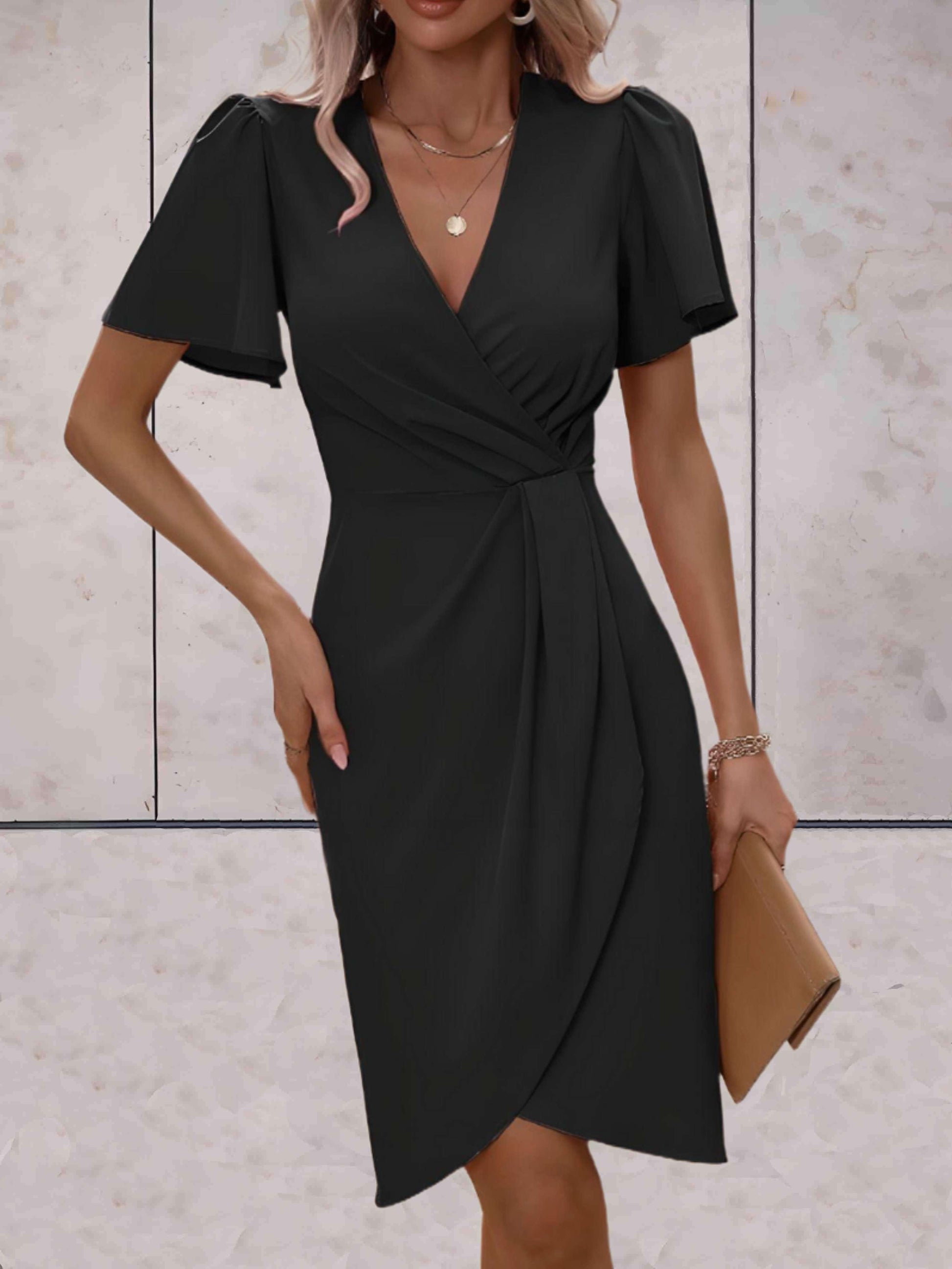 Wrap Dress - Sophisticated Ladies Dress With V-Neckline And Chic Details