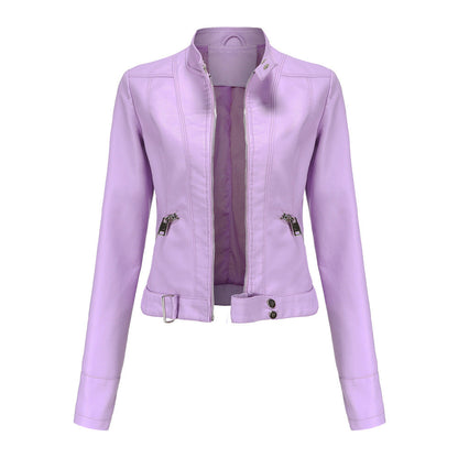 Faux leather biker jacket - ladies’ motorcycle jacket